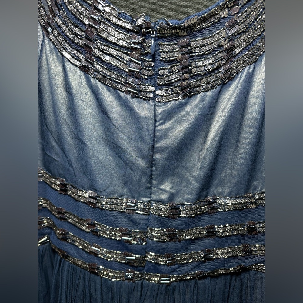 Adrianna Papell Blue Sequence Beaded Silk Madi Dress size 22W - Picture 9 of 10